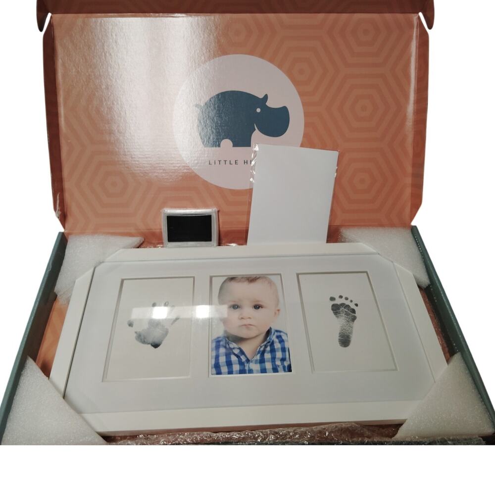 Little Hippo Ink Keepsake Frame Kit 2 Ink Print Openings & 1 Photo Opening White
